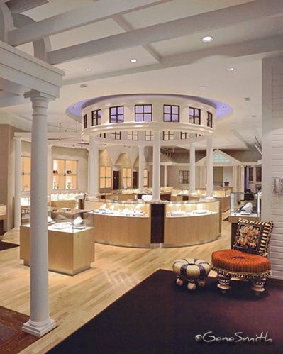 Upscale jewelry store interior