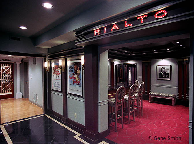 Basement bar, wine cellar and theatre