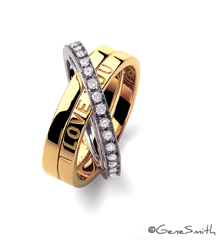 "I Love You' Gold, Platinum and Diamond ring