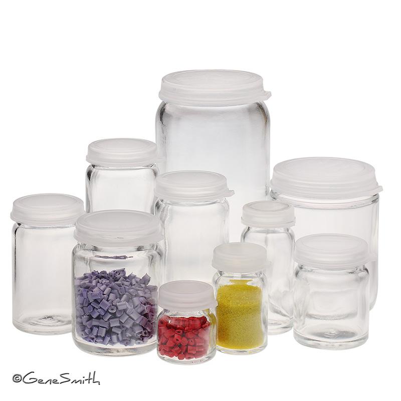 glass bottles and vials photographed for catalog