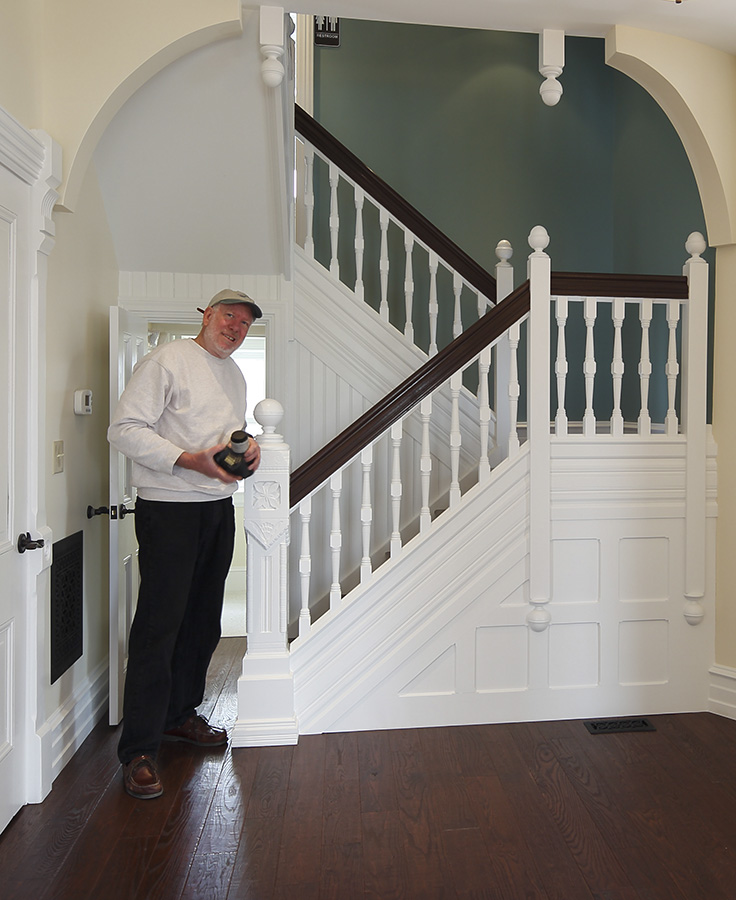 Photographer Gene Smith takes a break from photographing the Ruth Bennett House in Chester, PA by Jefferson Moon, AIA for the PA DOT. The Ruth Bennett House and school was a place where Dr. Martin Luther King first ministered while still in Seminary in Chester, PA.