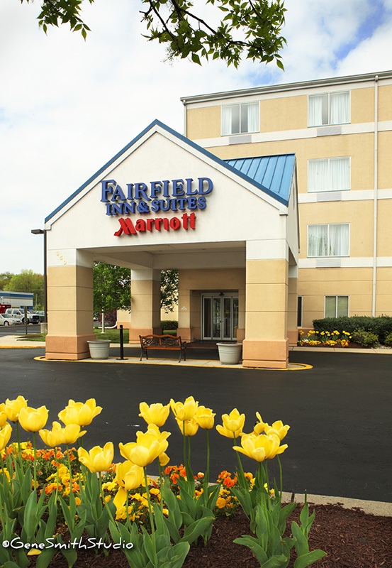 Rear entrance to a Fairfield Inn &amp; Suites by Marriott